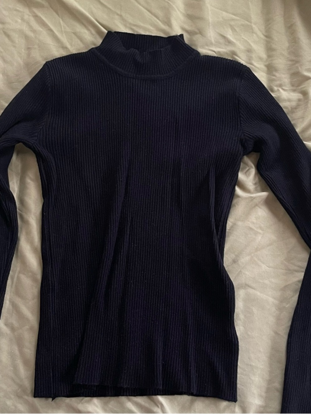 Black Ribbed Mock Neck Long Sleeve Top